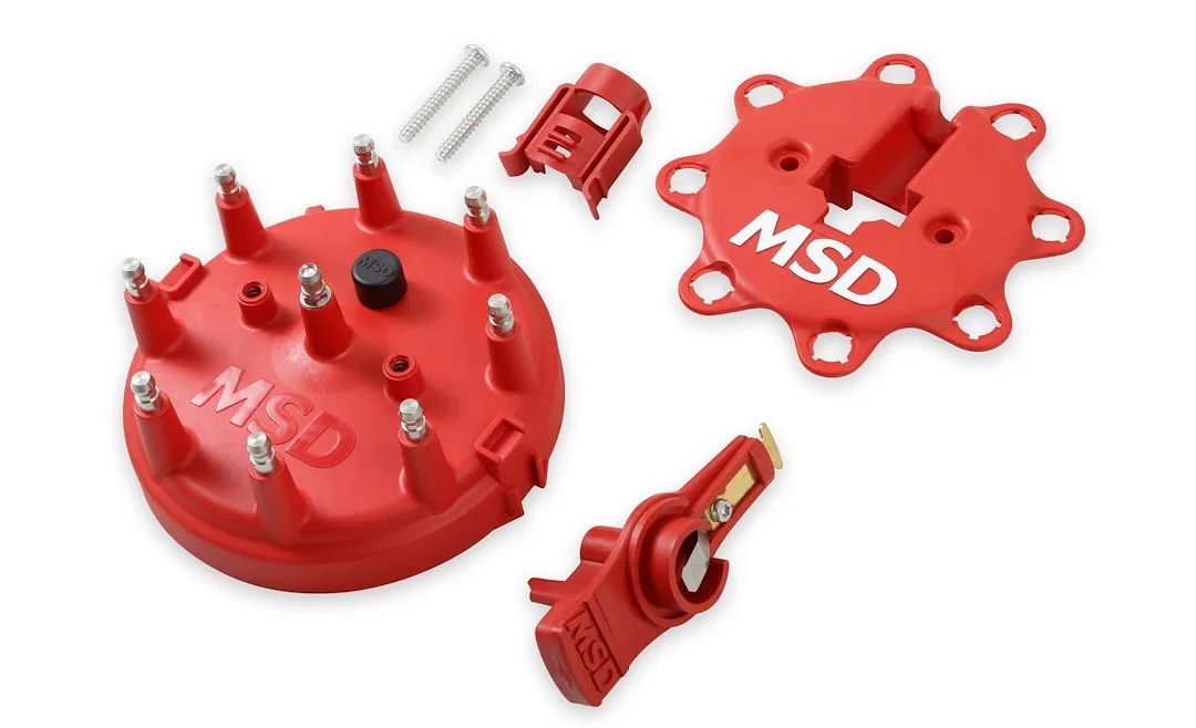8482 – MSD CO. Distributor Cap and Rotor Kit, For Use With Ford V8 TFI Distributors With Wire Retainer Clip Down HEI ...